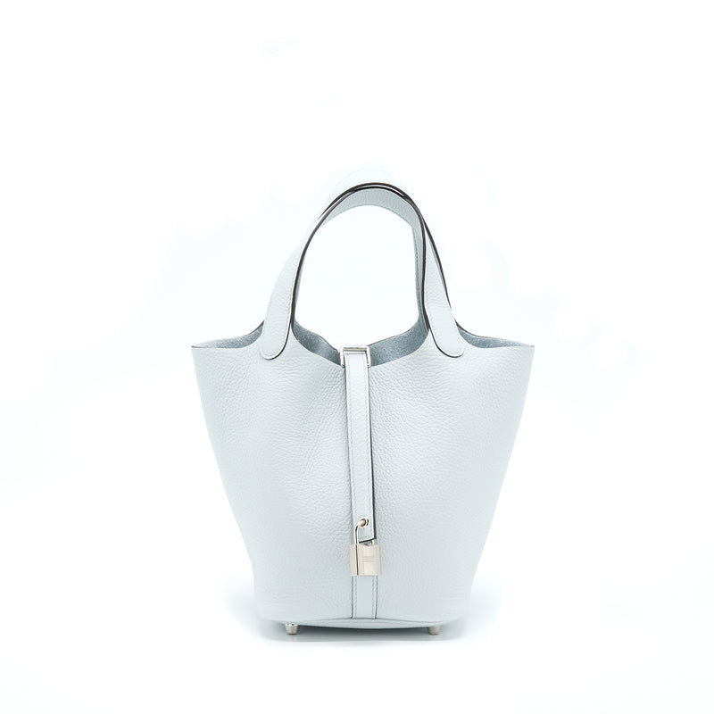 Hermes Picotin 18 Lock Bag Clemence Blue Pale SHW Stamp U
