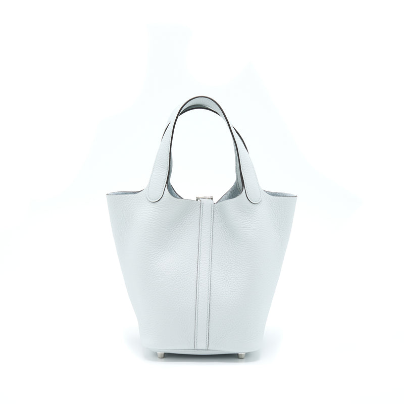 Hermes Picotin 18 Lock Bag Clemence Blue Pale SHW Stamp U