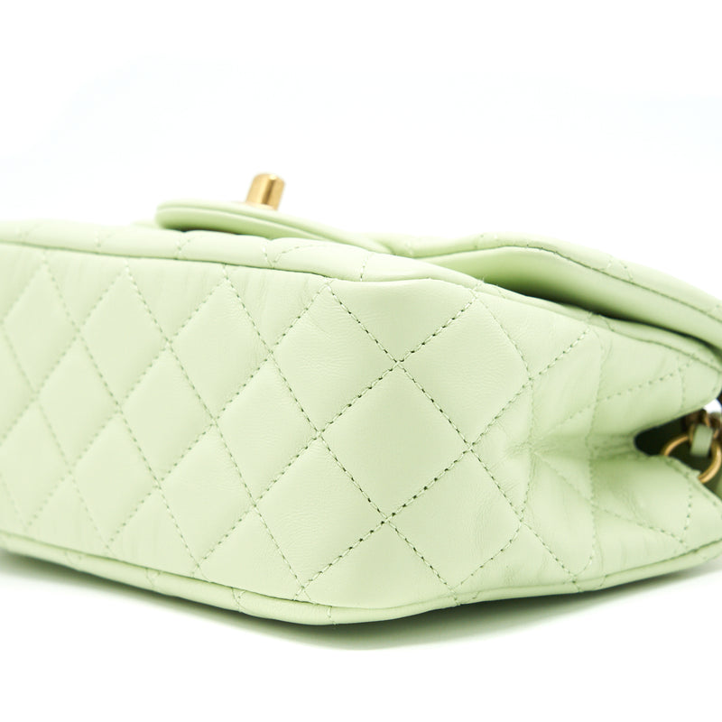 Chanel 22C Pearl Crush Mini Square Flap Bag Light Green