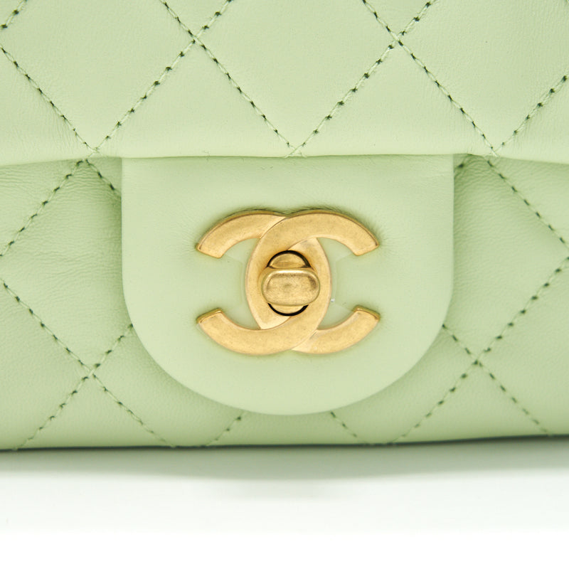 Chanel 22C Pearl Crush Mini Square Flap Bag Light Green