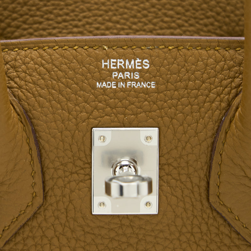 Hermes Birkin 25 Togo U8 Bronze/ T0 Blue Brume SHW Stamp Z