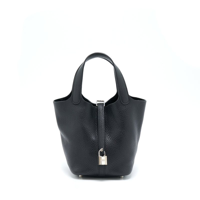 Hermes Picotin 18 Lock Bag Clemence Black SHW Stamp T