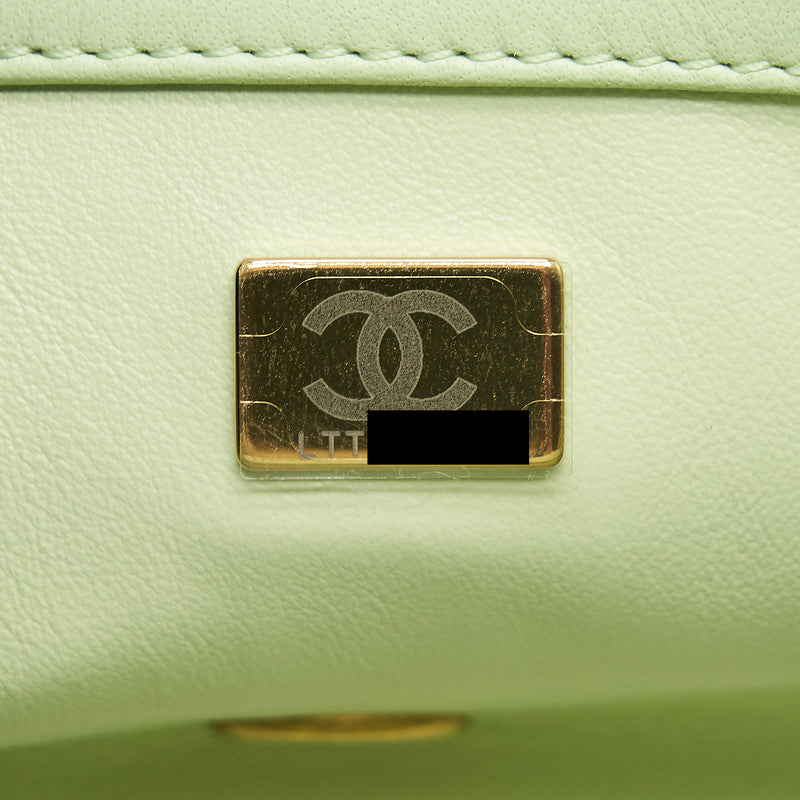 Chanel 22C Pearl Crush Mini Square Flap Bag Light Green