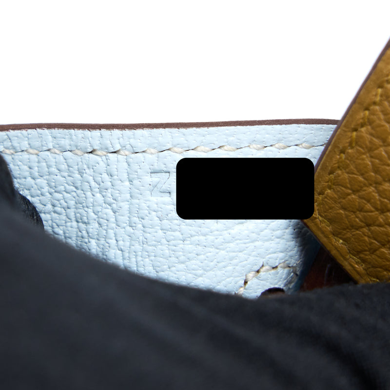 Hermes Birkin 25 Togo U8 Bronze/ T0 Blue Brume SHW Stamp Z