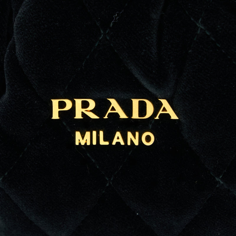 Prada Corsaire Hobo Bag Velvet/Leather Black GHW