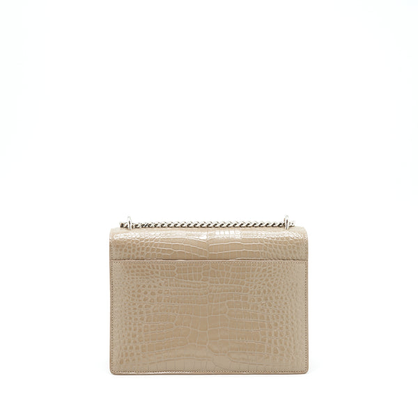 Saint Laurent (YSL) Medium Sunset Croc-Embossed Shiny Light Bronze SHW