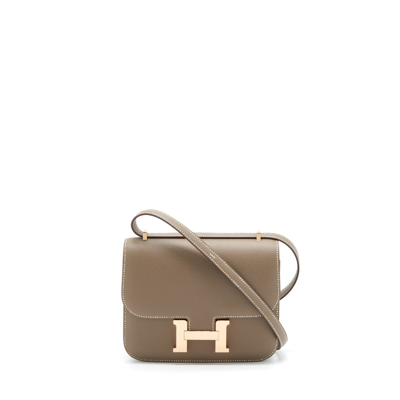 Hermes Mini Constance Epsom Etoupe RGHW Stamp U