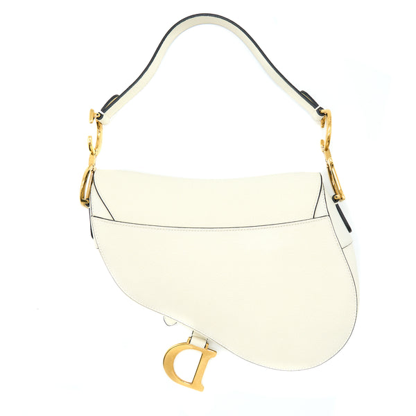 Dior Medium Saddle Bag Calfskin White GHW