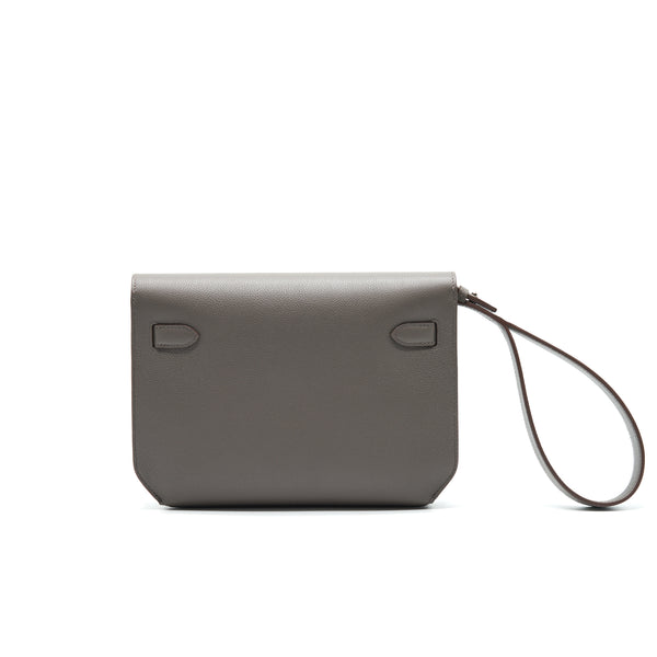 Hermes Pouchette Kelly Depenches 25 Veau Evercolour 8F Gris Etain SHW