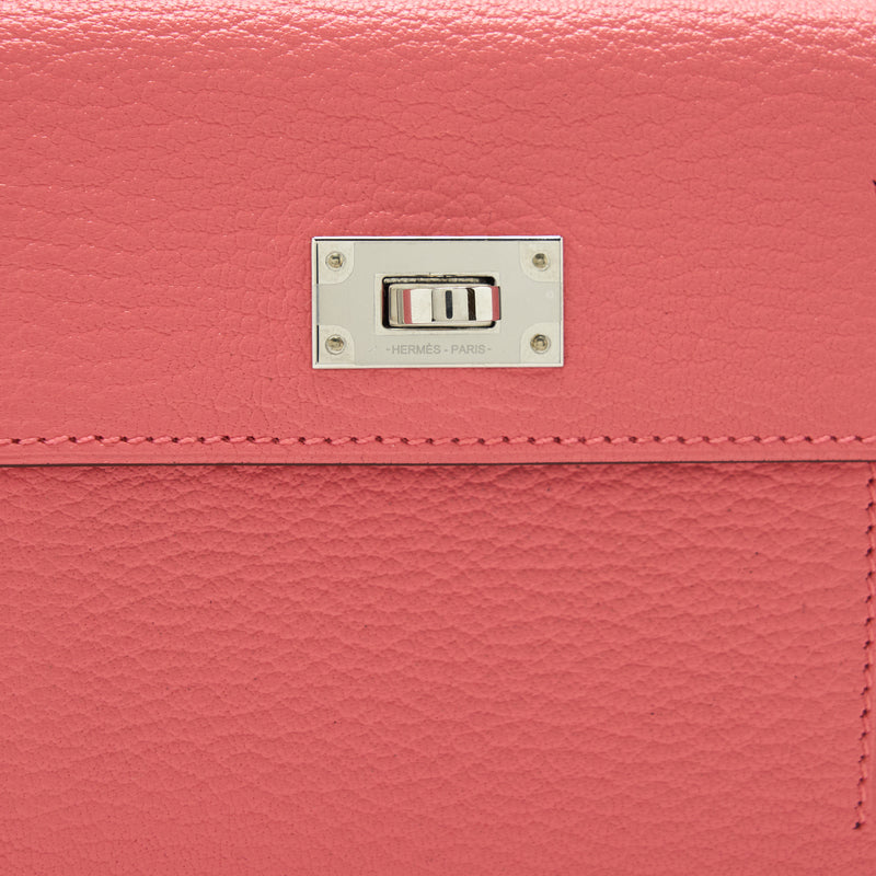 Hermes Kelly Pocket Compact Wallet Chevre Mysore Rose Ete SHW Stamp Y