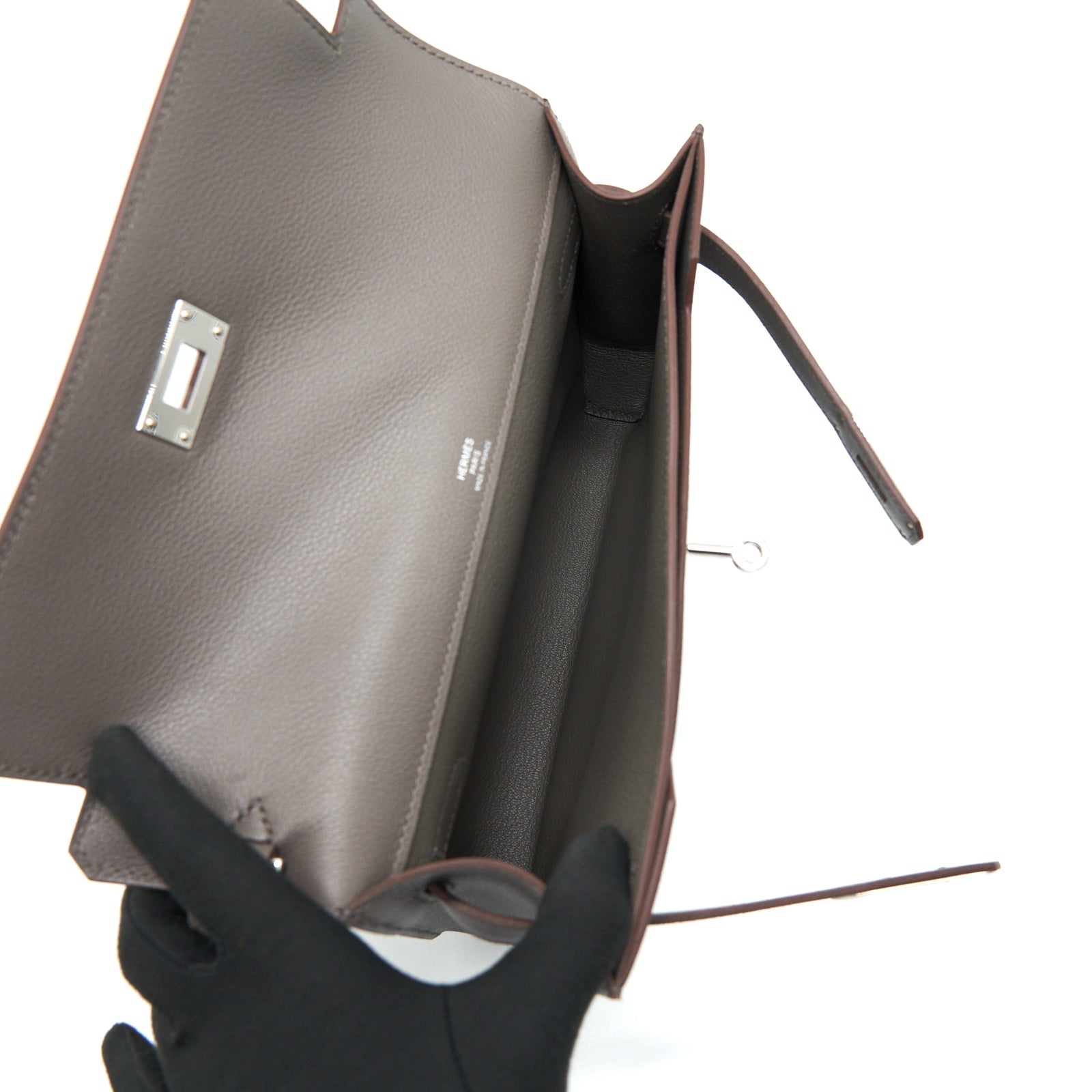 Hermes Pouchette Kelly Depenches 25 Veau Evercolour 8F Gris