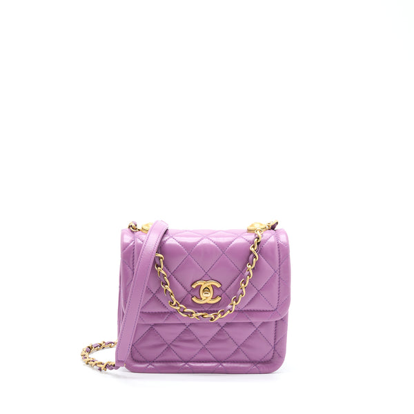 Chanel Square Flap Bag Lambskin Light Purple Brushed GHW