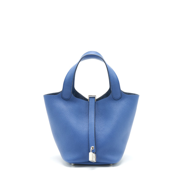 Hermes Picotin 18 Lock Bag Clemence Blue Agate SHW Stamp X