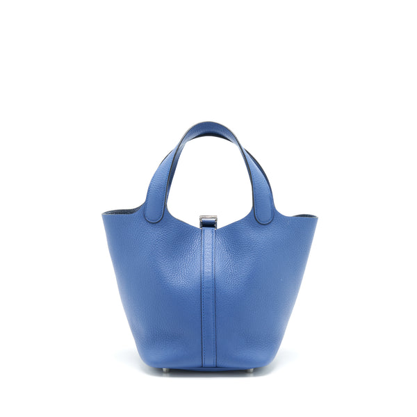 Hermes Picotin 18 Lock Bag Clemence Blue Agate SHW Stamp X