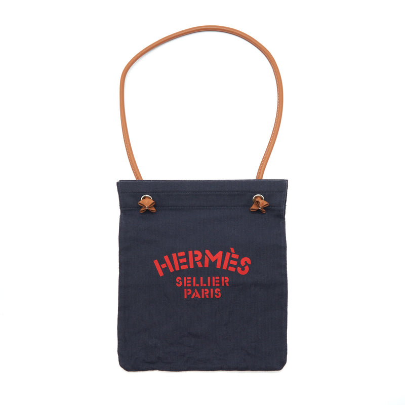 Hermes Aline Grooming Canvas Bag Navy SHW Stamp D