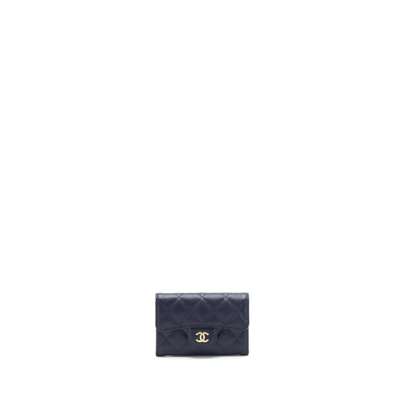 Chanel Classic Flap Card holder Caviar Navy LGHW