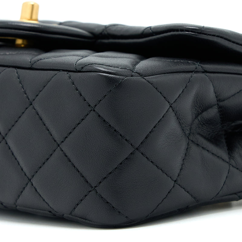Chanel Pearl Crush Mini Rectangular Flap Bag Lambskin Black GHW (Microchip)