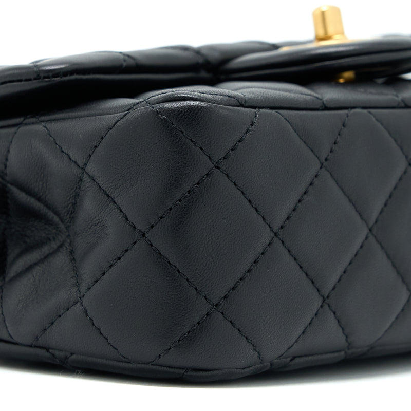 Chanel Pearl Crush Mini Rectangular Flap Bag Lambskin Black GHW (Microchip)