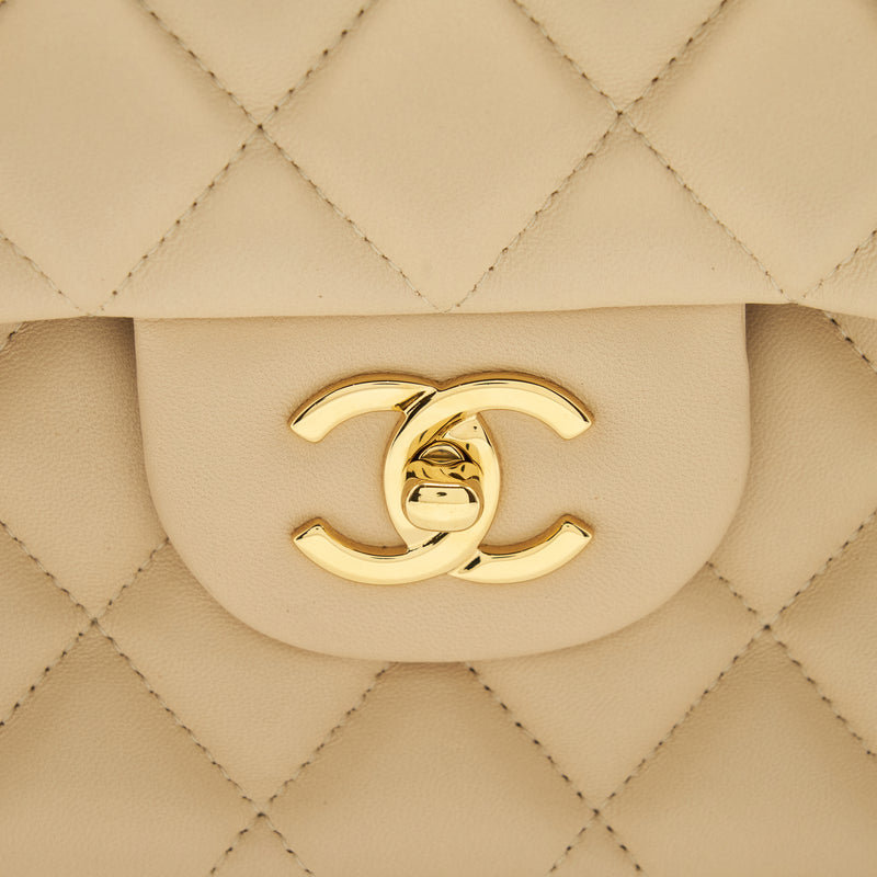 Chanel Jumbo Classic Double Flap Bag Lambskin Beige LGHW