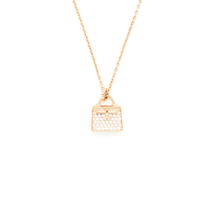 Hermes Kelly Amulette Pendant Rose Gold With Diamonds (New Version)