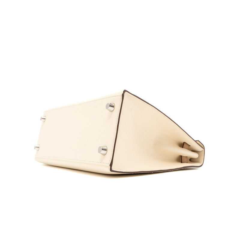 Hermes Kelly 25 Sellier Epsom Nata/Chai/Gris Meyer SHW Stamp U