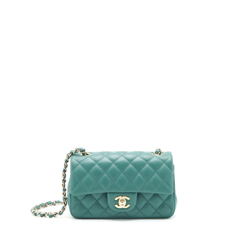Chanel 21A Mini Rectangular Flap Bag Lambskin Light green LGHW (Microc