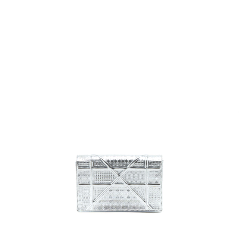 Dior Diorama Wallet On Chain Patent Metallic Silver SHW