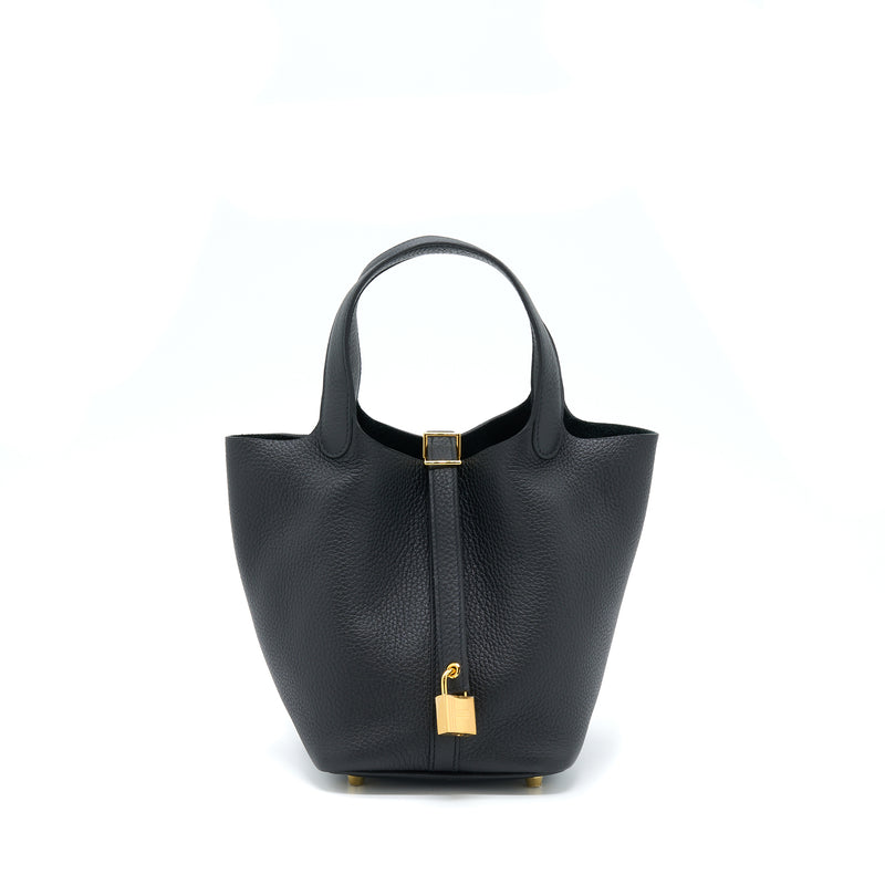 Hermes Picotin 18 Lock Bag Clemence Black GHW Stamp Z