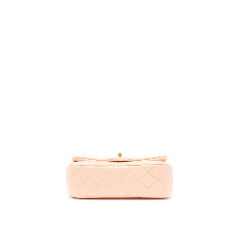 Chanel 22C Pearl Crush Mini Rectangular Flap Bag Lambskin Light Orange
