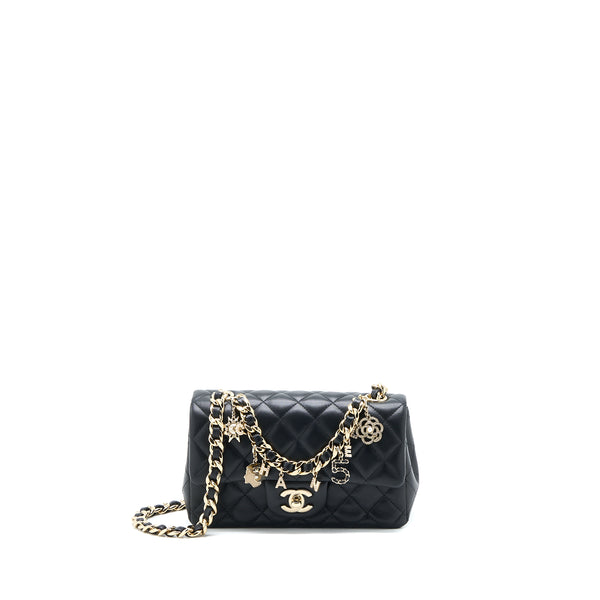 Chanel Mini Rectangular with Coco Bag Charm Limited Edition Lambskin Black LGHW
