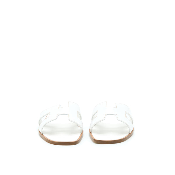 Hermes Size 37 Oran Sandal Blanc