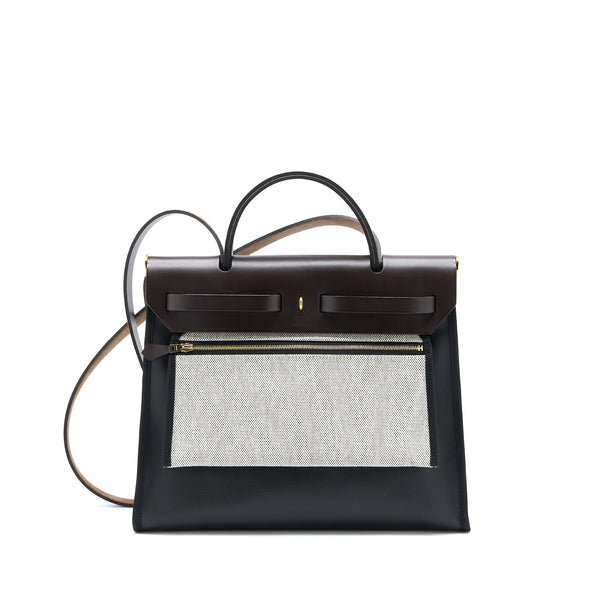 Hermes Herbag 31 Berline Canvas Noir/Ecru-Noir/Ebene GHW Stamp Z