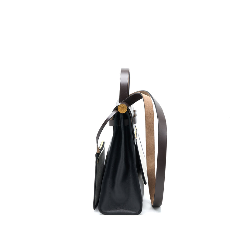 Hermes Herbag 31 Berline Canvas Noir/Ecru-Noir/Ebene GHW Stamp Z