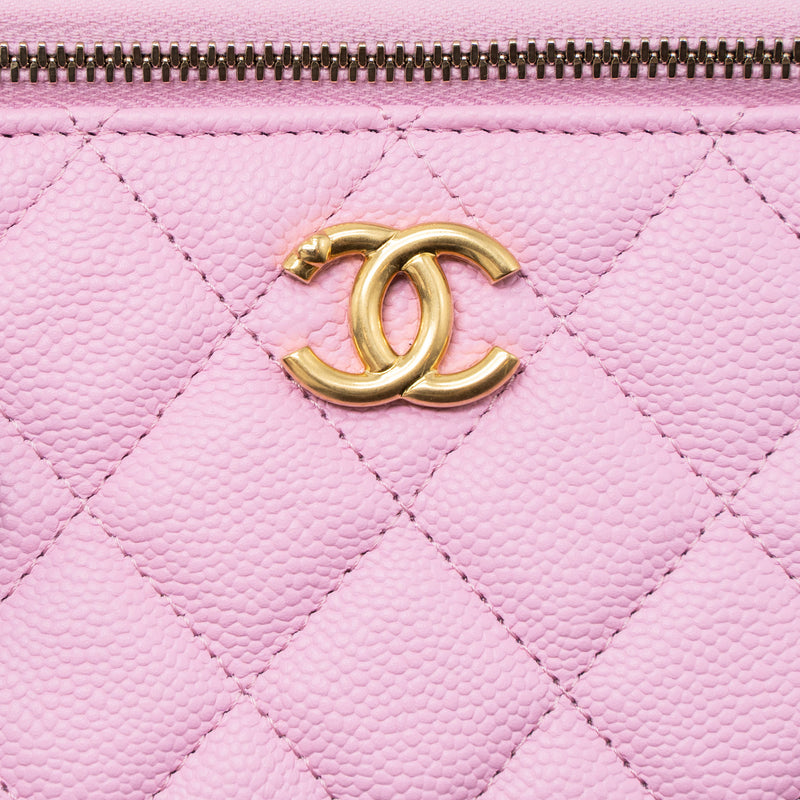 Chanel 23P Coco Love Long Vanity with Chain Caviar Pink GHW (Microchip)