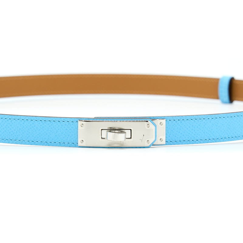 Hermes Kelly 18 Belt Epsom 7N Celeste SHW Stamp U