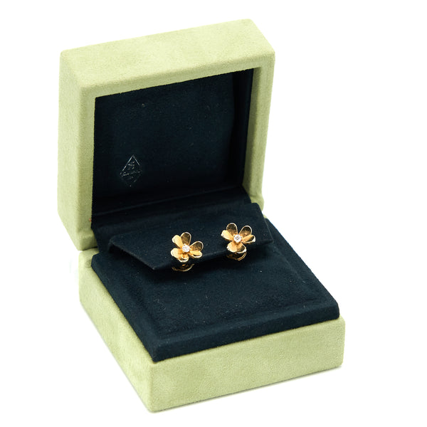 Van Cleef & Arpels Frivole Earrings, Mini Model Yellow Gold With Diamonds