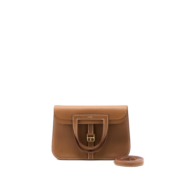 Hermes Halzan 25 Bag Clemence Gold GHW Stamp Z