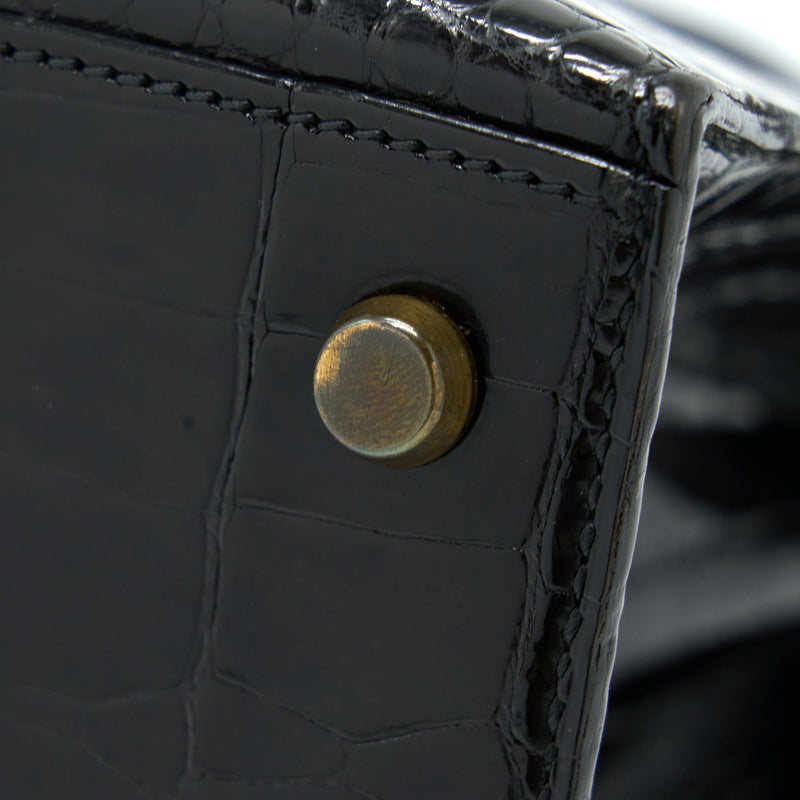 Hermes Vintage Kelly 28 Alligator Black GHW Stamp Circle L