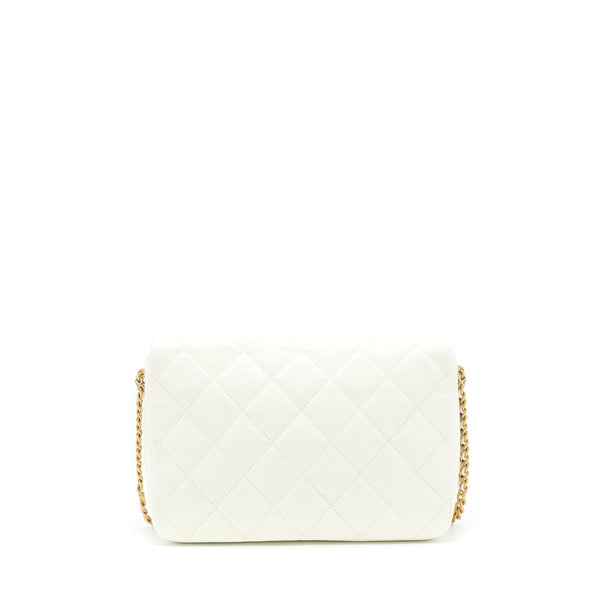 Chanel 22S Melody Medium Flap Bag Caviar White GHW (Microchip)