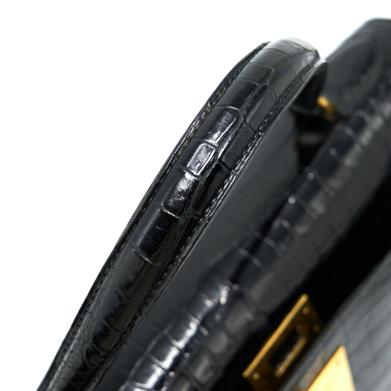 Hermes Vintage Kelly 28 Alligator Black GHW Stamp Circle L