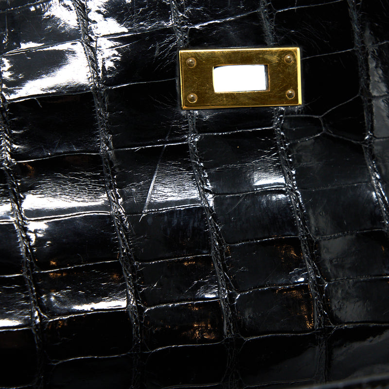Hermes Vintage Kelly 28 Alligator Black GHW Stamp Circle L