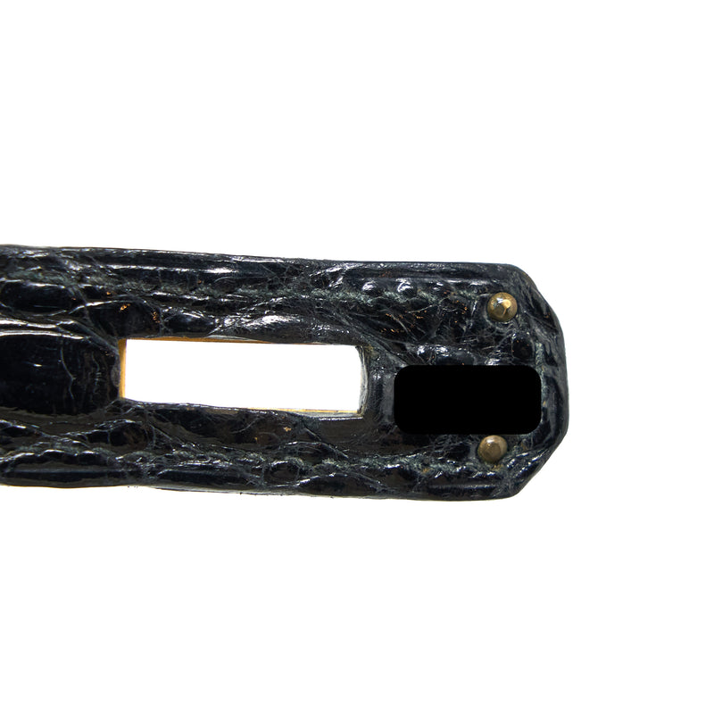 Hermes Vintage Kelly 28 Alligator Black GHW Stamp Circle L
