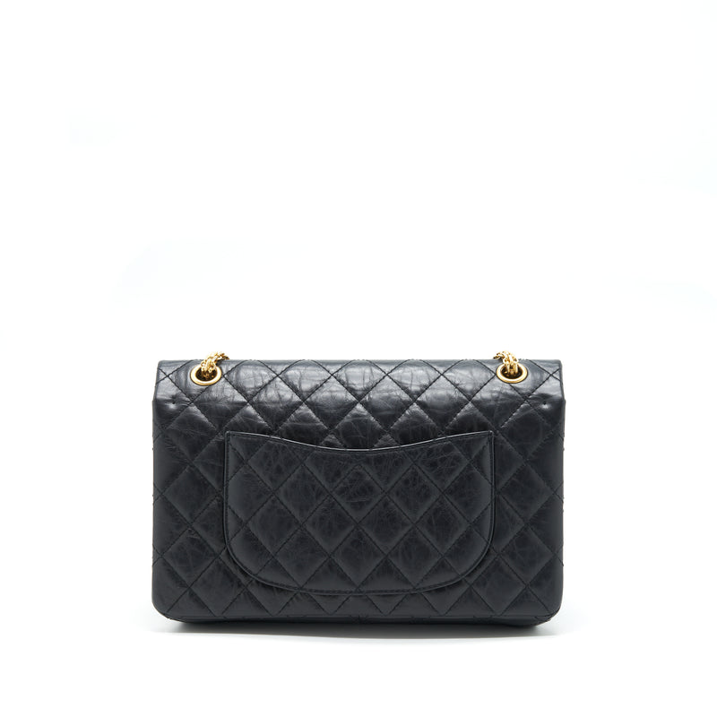 Chanel 2.55 226 Reissue Medium Double Flap Bag Calfskin Black Ruthenium Gold Hardware