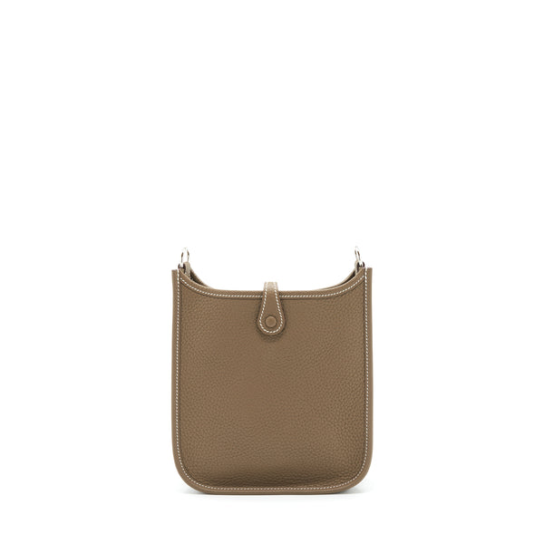 Hermes Mini Evelyne Clemence Etoupe / Blue Indigo SHW Stamp Z