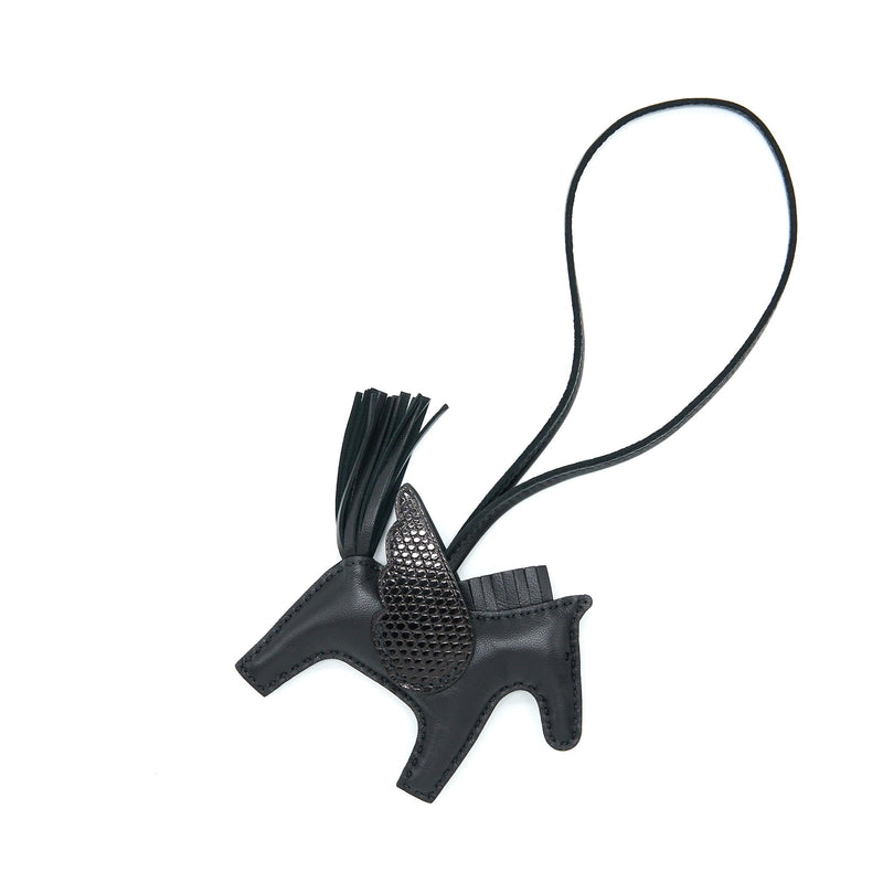 Hermes Rodeo Pegase PM Lizard Touch Bag Charm So Black