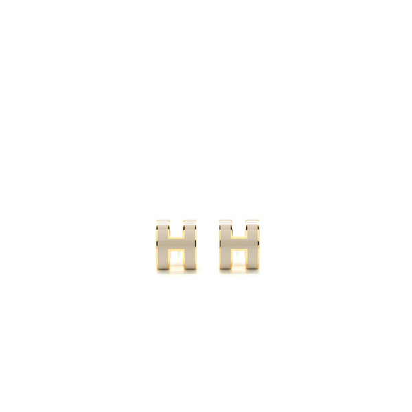 Hermes Mini Pop H Earrings Marron Glacé GHW