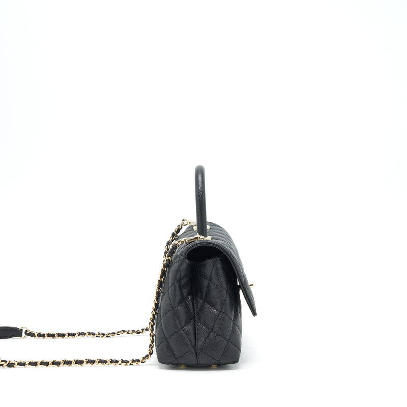Chanel 22P Small Coco Handle Caviar Black LGHW (Microchip)