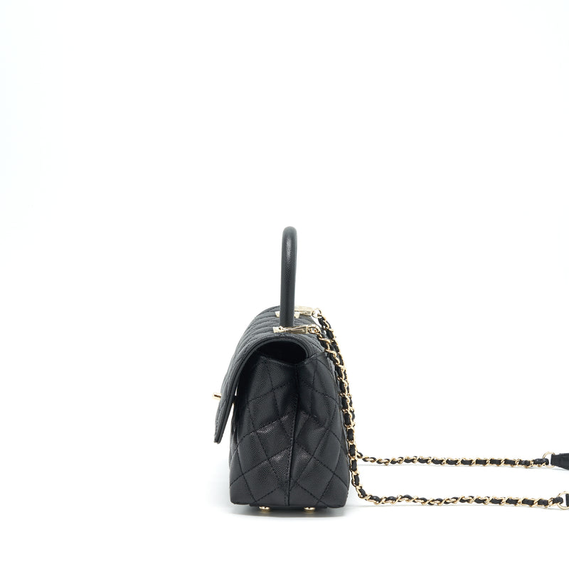 Chanel 22P Small Coco Handle Caviar Black LGHW (Microchip)