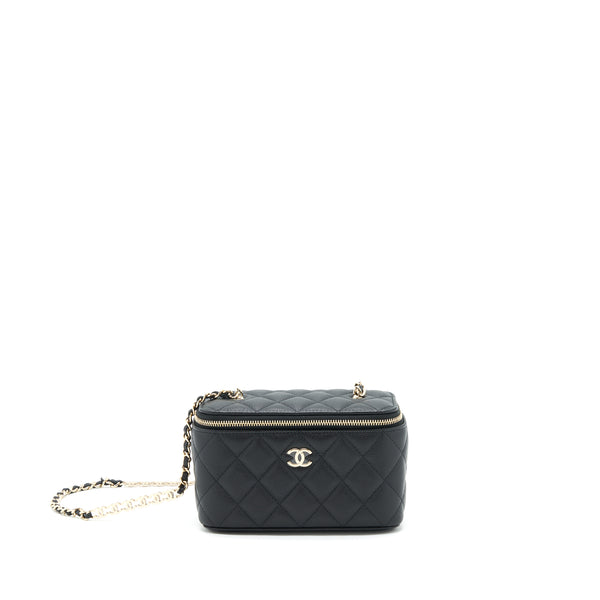 Chanel 22P Long Vanity With Logo Chain Caviar Black LGHW