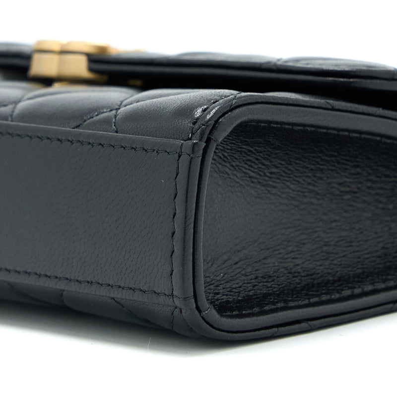 Chanel 22B Flap Bag With Enamel Top Handle Lambskin Black GHW